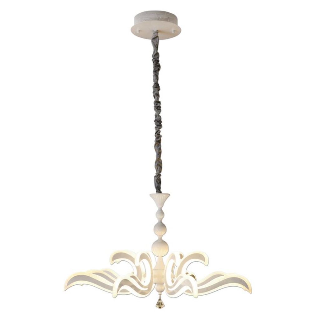 LED crown "Ludwig" white Ø 66cm, with firmly installed LEDs, metal in white