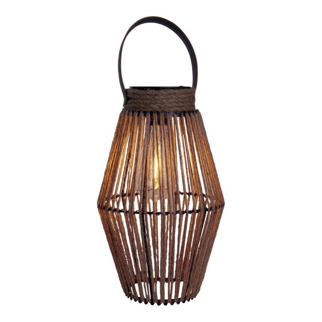 LED solar light "Korbinian" for garden and terrace, decorative lamp made of metal and plastic cord covering in nature, LEDs firmly installed, solar lamp for outside 30 x 18 cm