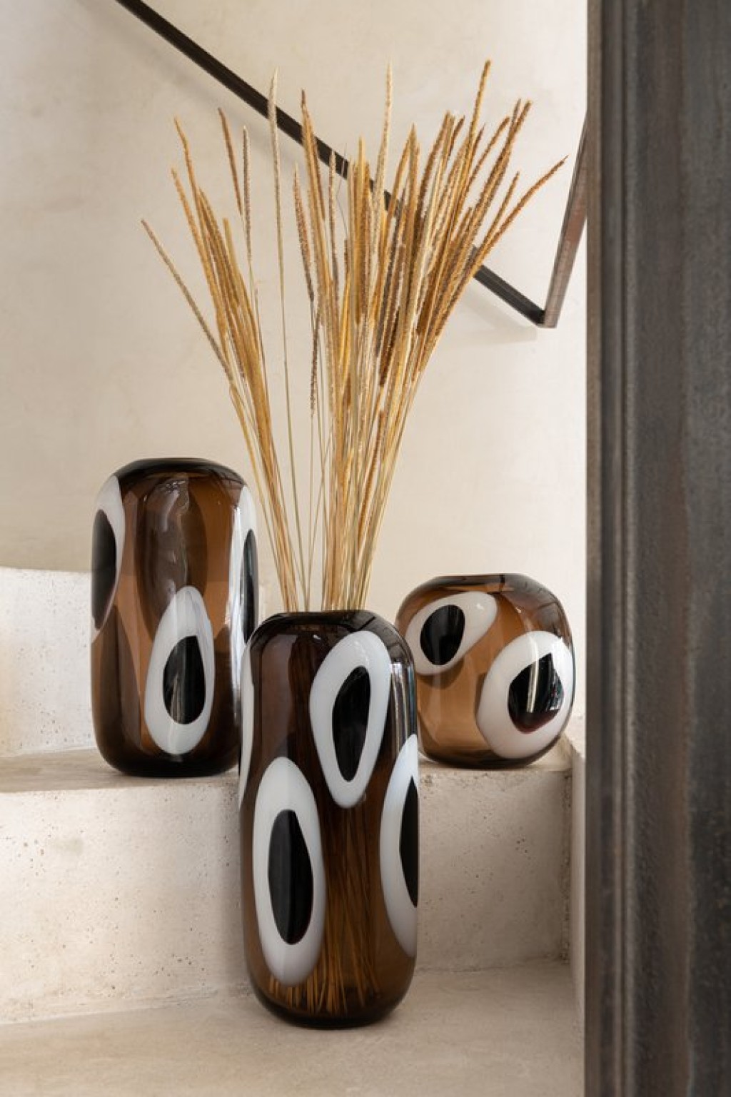 J-Line vase Izzy - glass - white/brown - medium