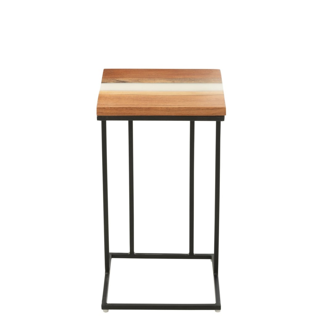 J-Line bijzettafel Vierkant - hout/epoxyhars - naturel/wit