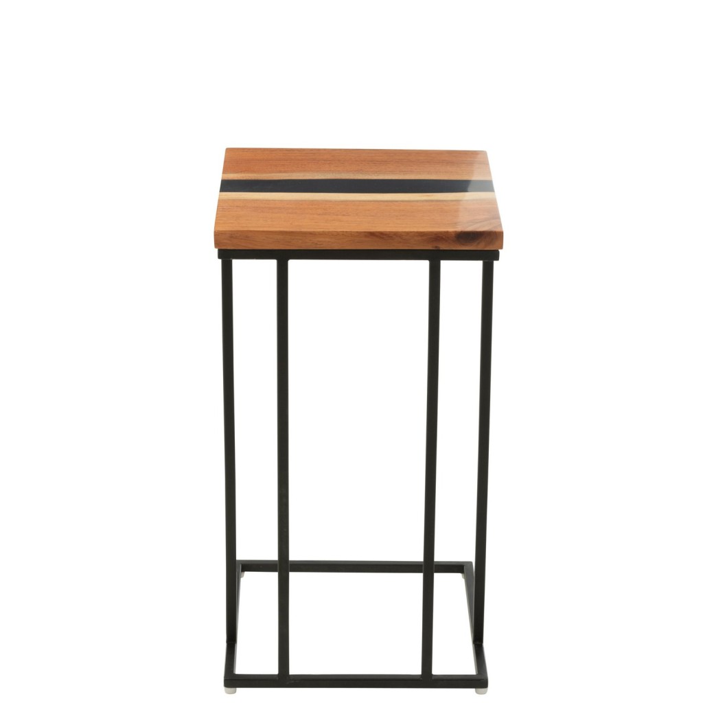 J-Line bijzettafel Vierkant - hout/epoxyhars - naturel/zwart