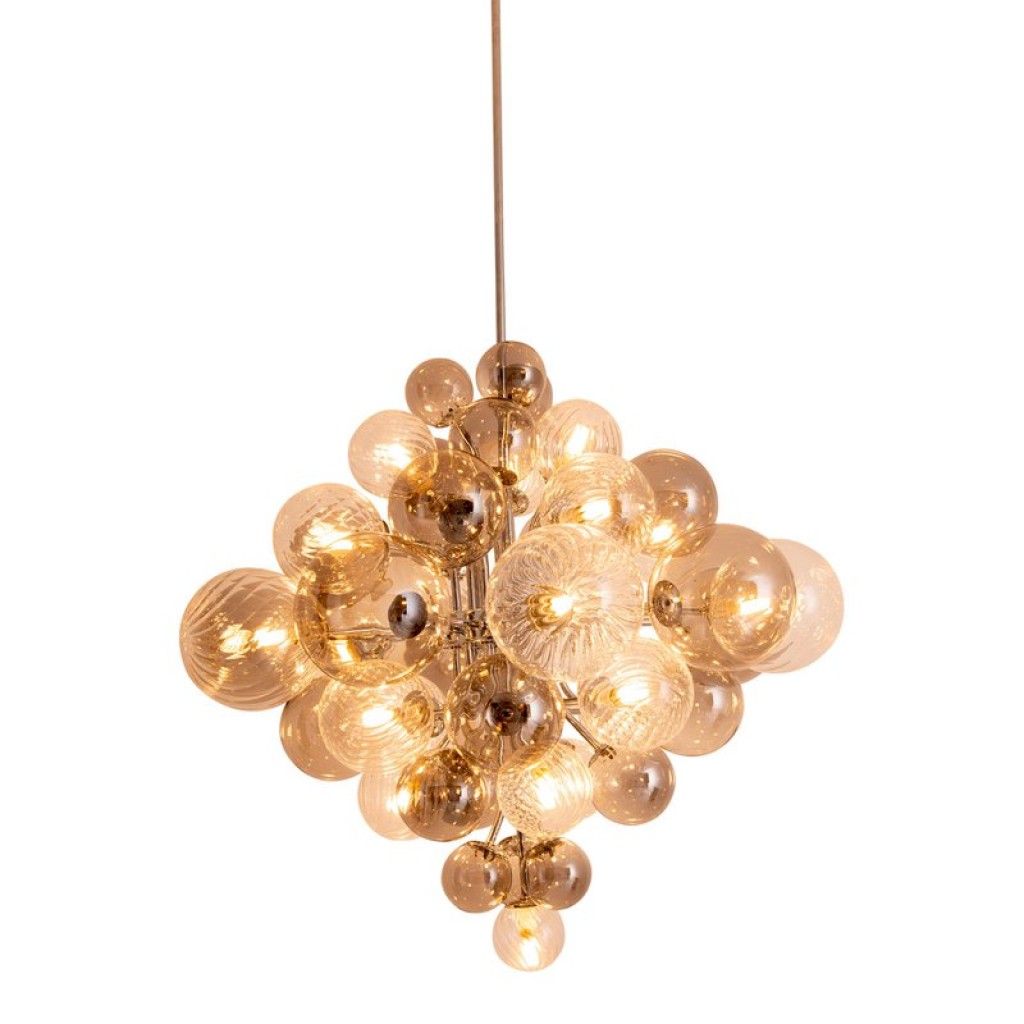 Pendelleuchte "SPHERE" Ø 75cm, au s Metall und Glas mit verschiedenen Strukturen, Beleuchtung für Wohnzimmer, Esszimmer oder Büro.