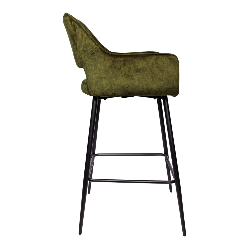 Fallon Velvet Green Bar Stool Black Metal Leg KD