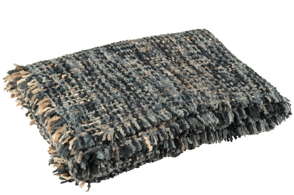 J-Line Plaid tweed - cotton - blue/white - 180 x 130 cm