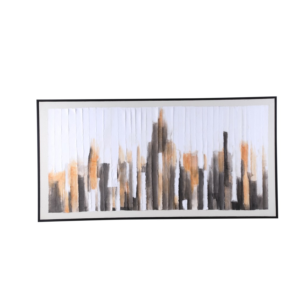 Gustas Brown Framed Wallpanel Poly Strips Rectangl