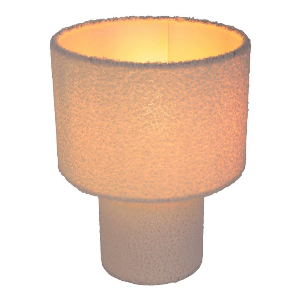 Table lamp "Fluffy" with text blades and foot in white, E27, approx. 31 cm high