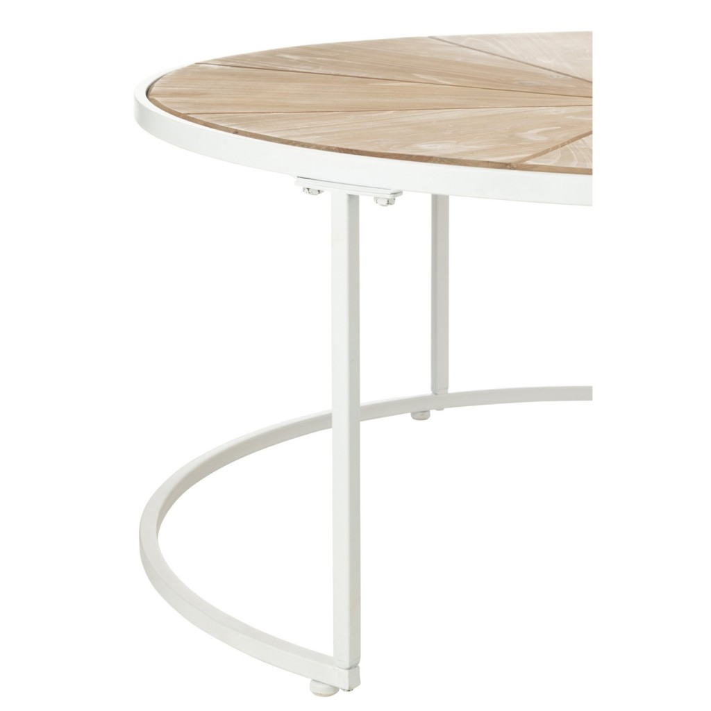 J-Line bijzettafel Relax - metaal/hout - wit/naturel
