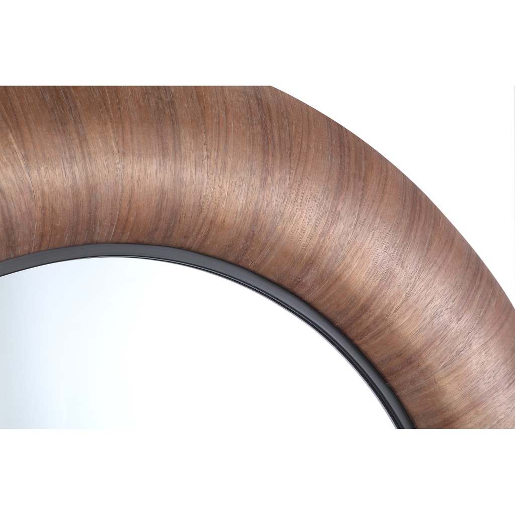 Gezzy Natural Wooden Veneer Mirror Thick Frame Rnd