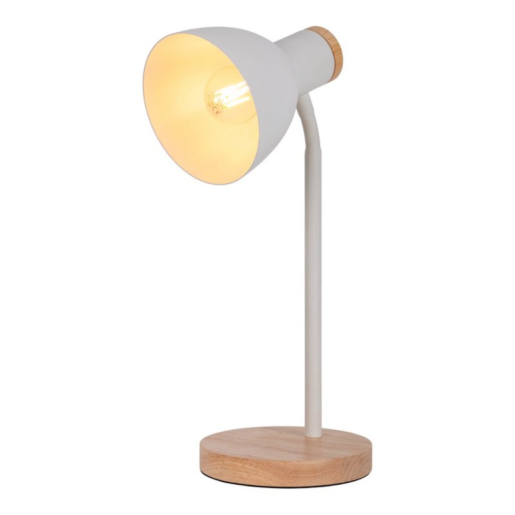 "Marie" desk lamp made of metal and wood, E14, white, 36.5 cm high