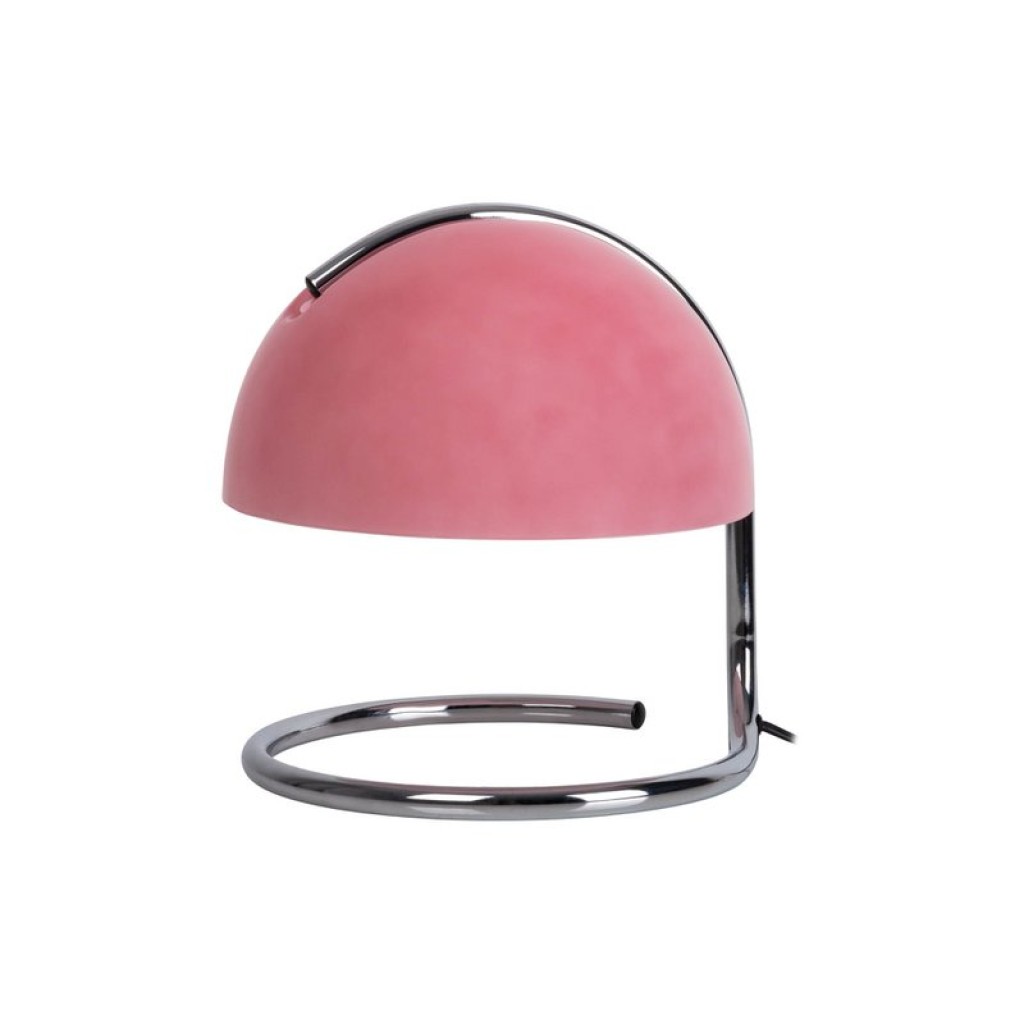 Table lamp "Burano" pink, approx. 25 cm high, Ø 23.5 cm, made of chrome -colored metal and pink glass, E27.