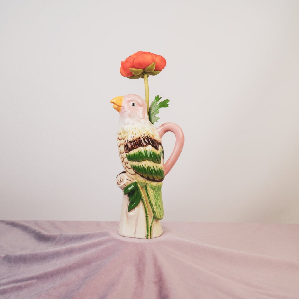 VASE- Bird-dolomiet-roze-12*9*23cm