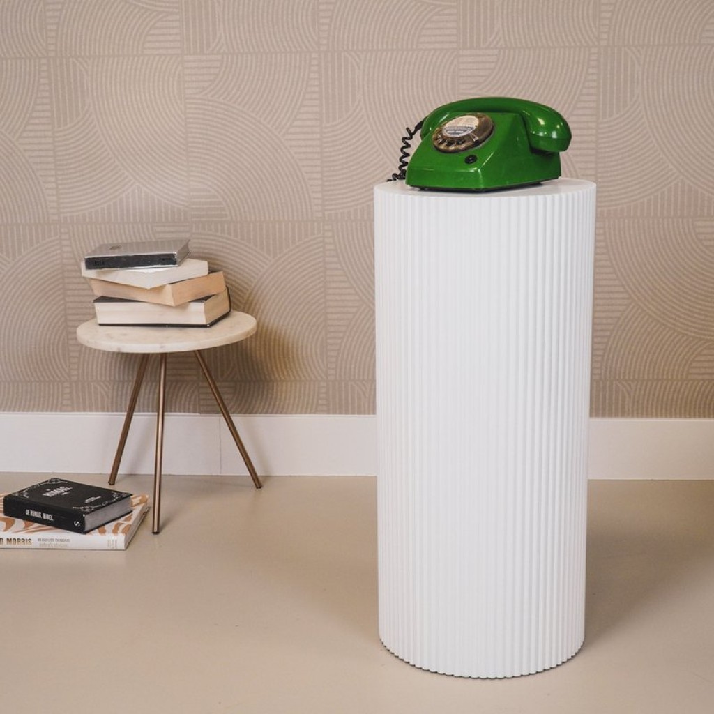 Side Table / Pillar- Cylinder - MDF - White - 30x65cm