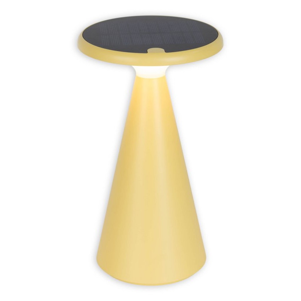 Solar battery table lamp "Palu" for outside and inside, made of plastic in yellow, 20 cm high