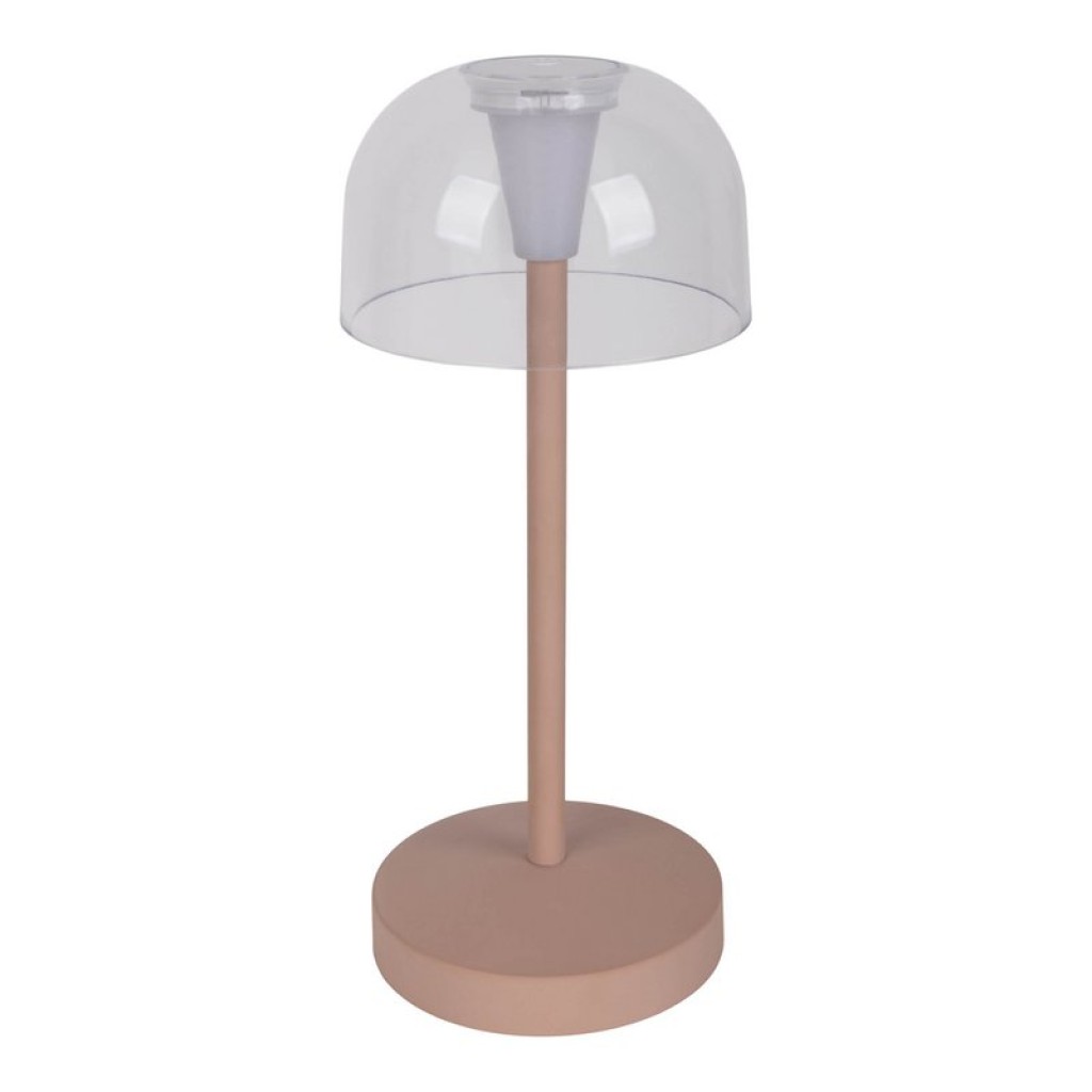 2-er Set LED battery table lamp "Gomba" for outside and inside, made of metal and plastic in Frosted Almond, 18.5 cm high