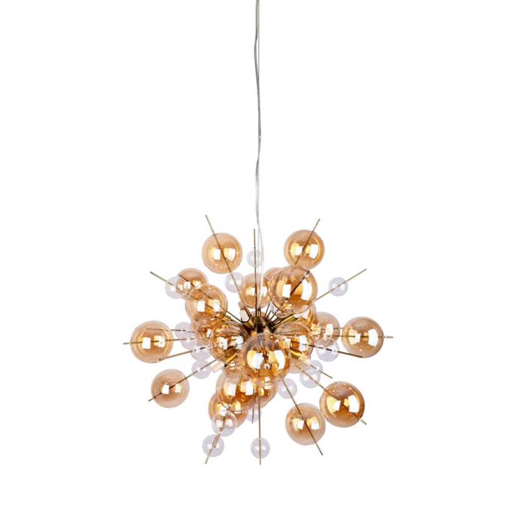 Pendelleuchte "EXPLOSION" amber aus Metall und Glas, G9 Fassungen, Hängelampe für Esszimmer, Wohnzimmer, Diele oder Büro, Hängelampe Øca. 65 cm