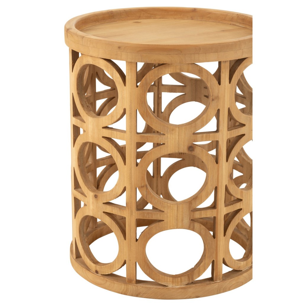 J-Line Bijzettafel Gekerfd Sparhout/Mdf Naturel
