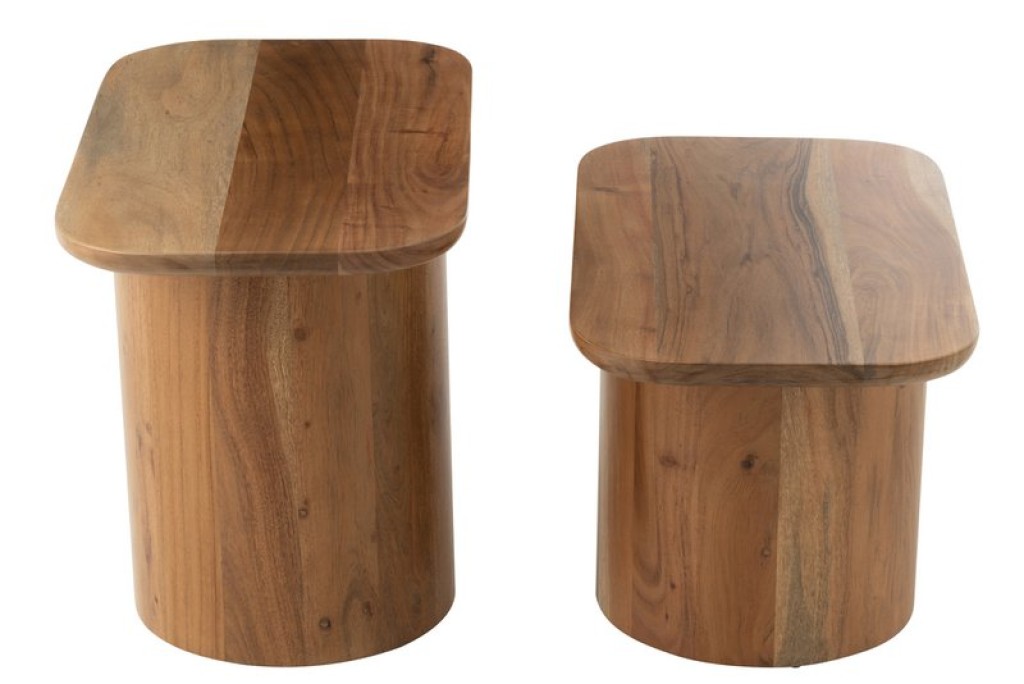J -Line Side Table Acacia - Wood - Natural - Set of 6