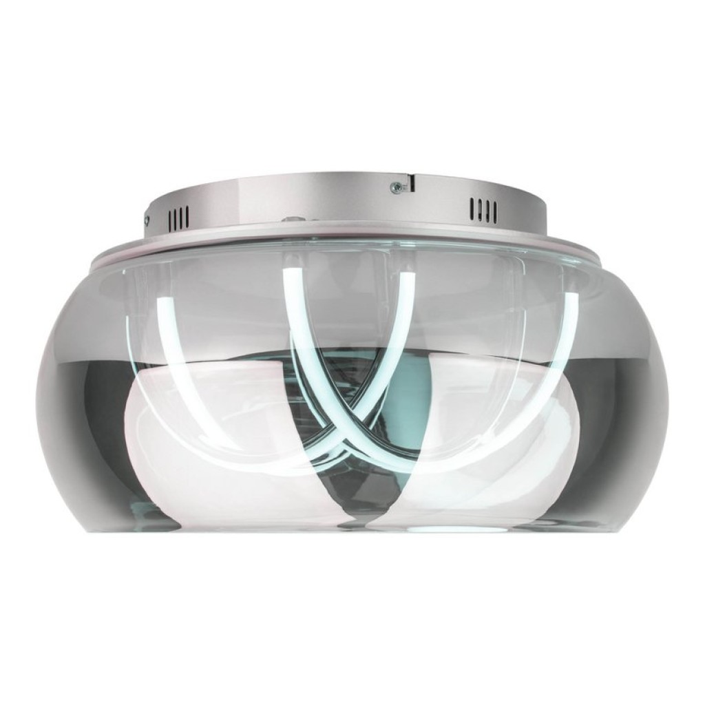 LED ceiling light "Malou" Ø 45 cm, 23.5 cm high, made of metal, smoke glass, integrated LEDs, warm white