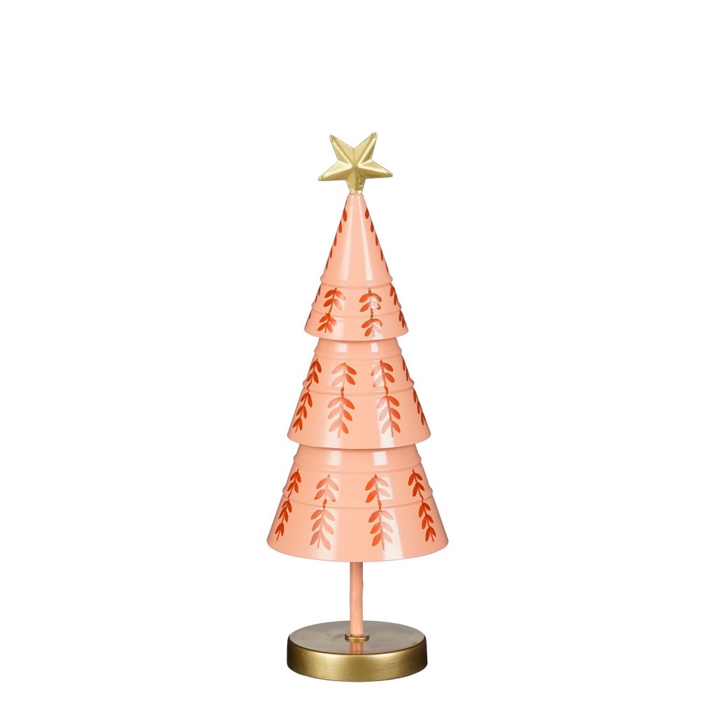Decoratie Kerstboom - H40 x Ø13 cm - IJzer - Roze
