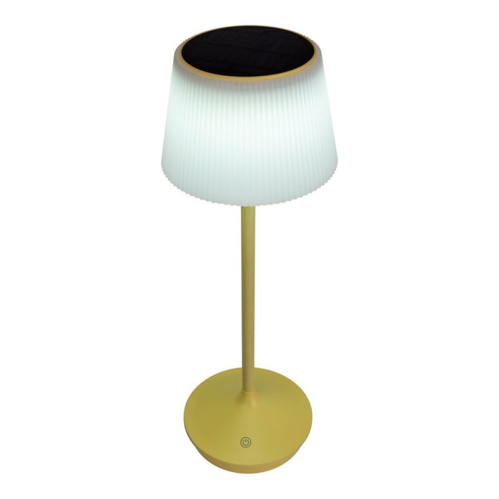 Solar battery lamp "Emmi" 38 cm high, umbrella Ø 13 cm, metal in yellow and white plastic, for the outdoor area, dimmable CCT.