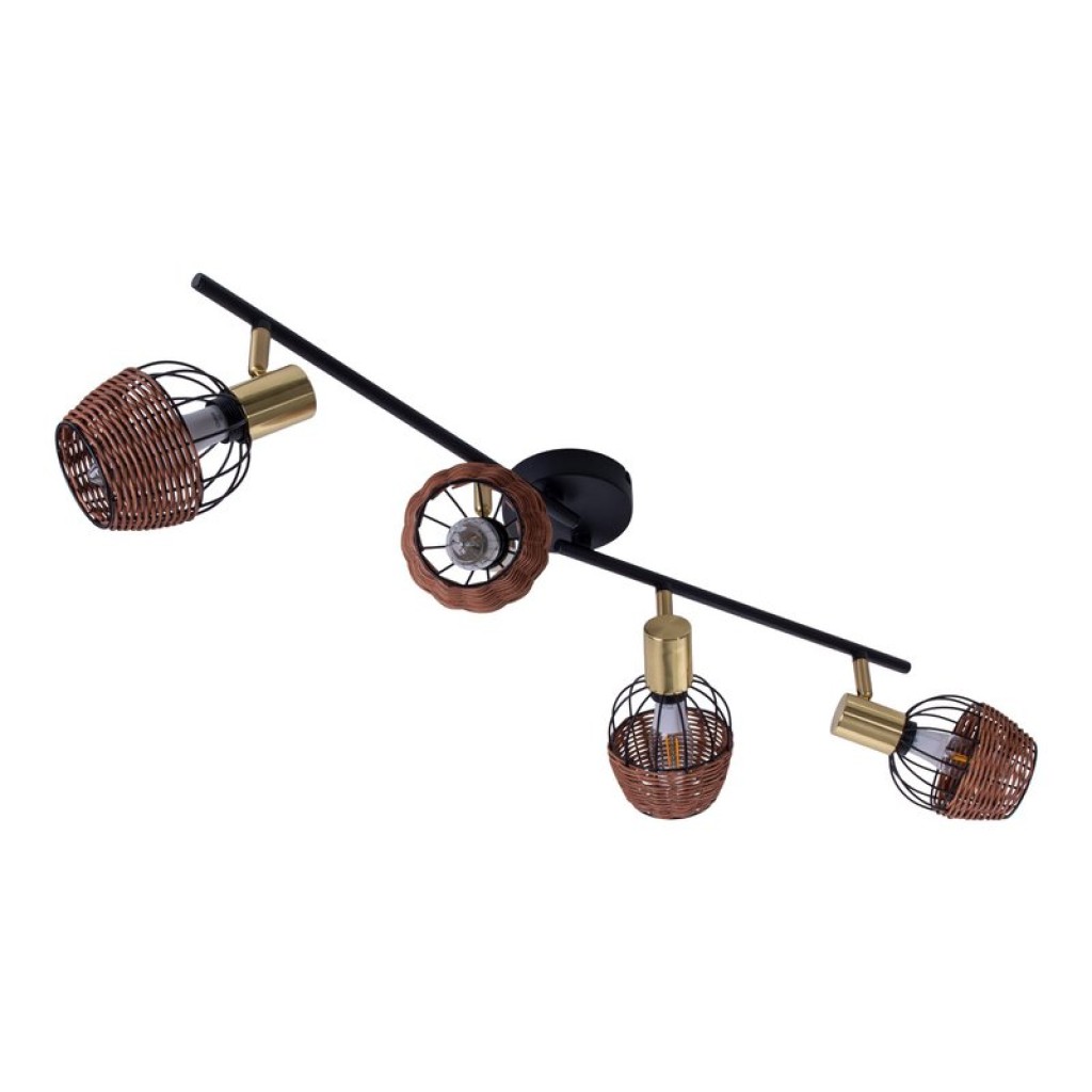 4 ceiling lamp "Corbis", metal spot in black, and gold, with E14 socket, for dining room, living room, hallway or office, ceiling lamp inside, 78 cm long