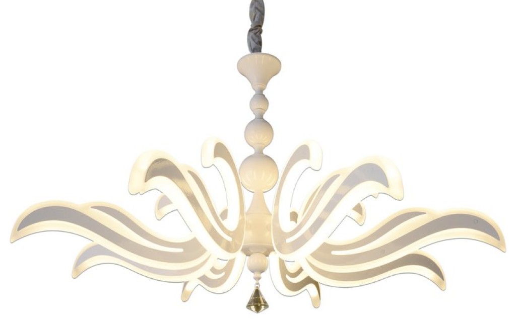 LED crown "Ludwig" white Ø 66cm, with firmly installed LEDs, metal in white