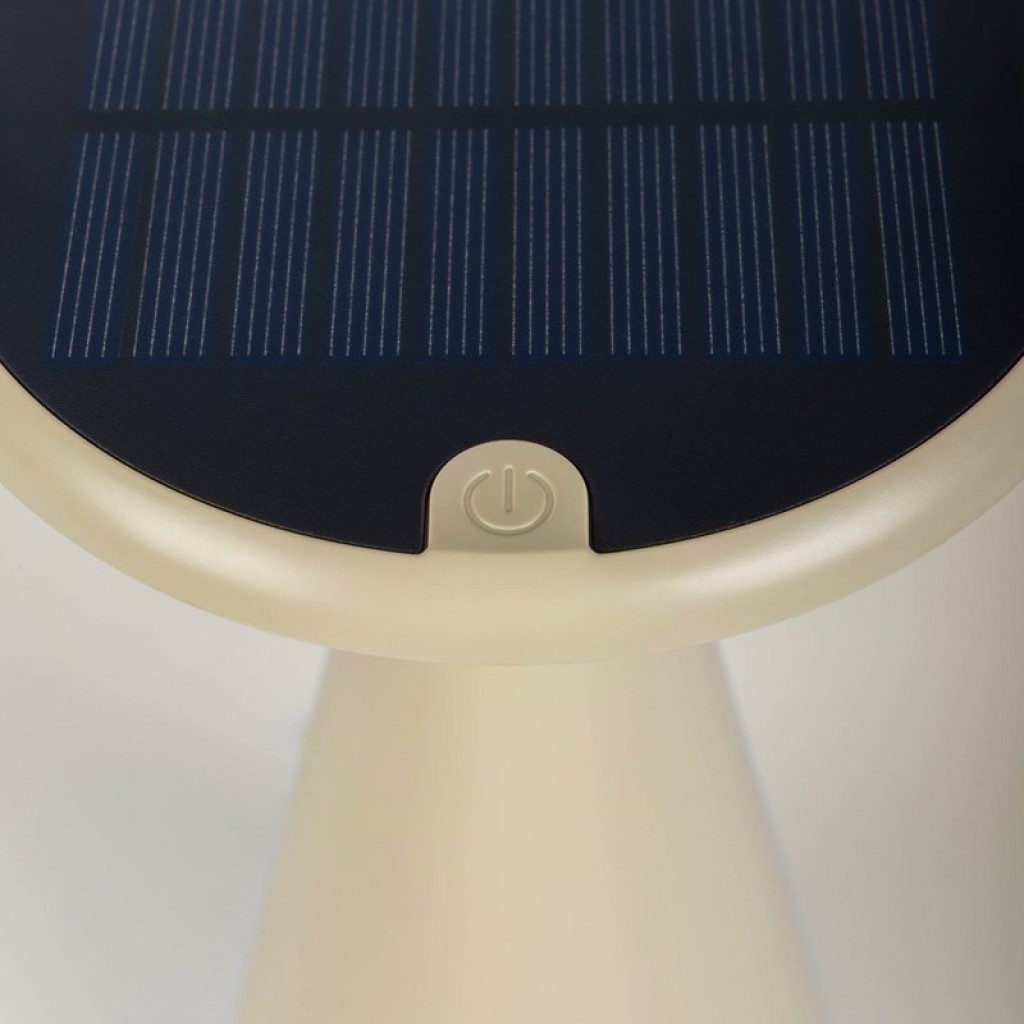 Solar battery table lamp "Palu" for outside and inside, made of plastic in beige, 20 cm high