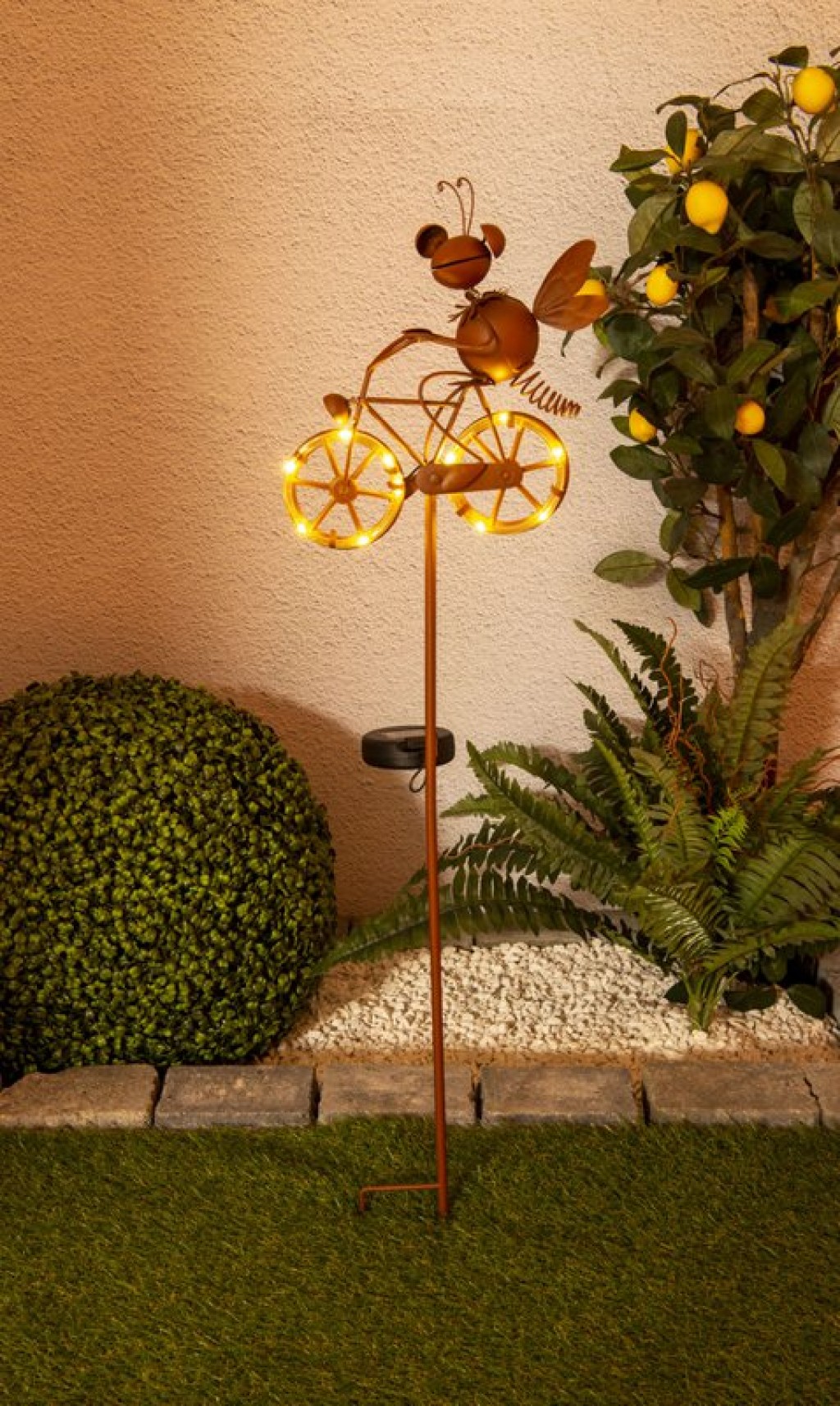 LED-Solar Erdspieß braun h: 88cm , für Außen, Erdspieß aus Metall und Kunststoff in Braun, mit integrierter LED