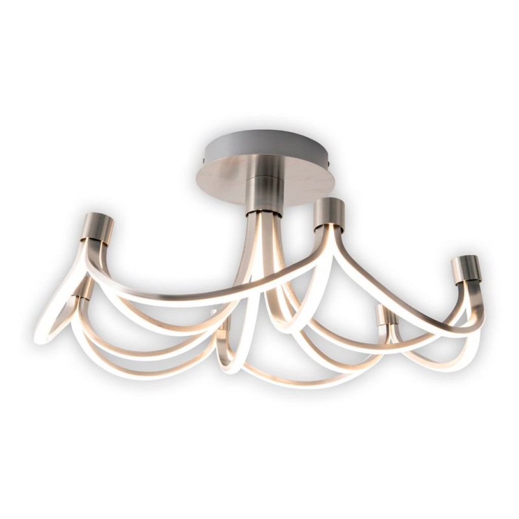 LED ceiling lamp "Festival" Ø 60cm, metal nickel matt and plastic, firmly built -in LEDs, lighting for living room, dining room, office or hallway