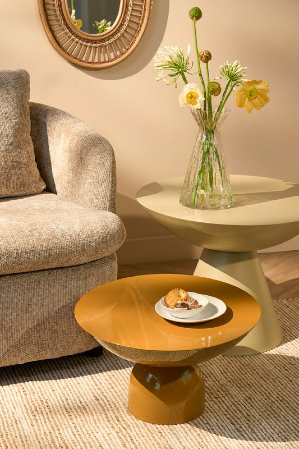 Celise side table - H44 x Ø59 cm - Metal - Beige