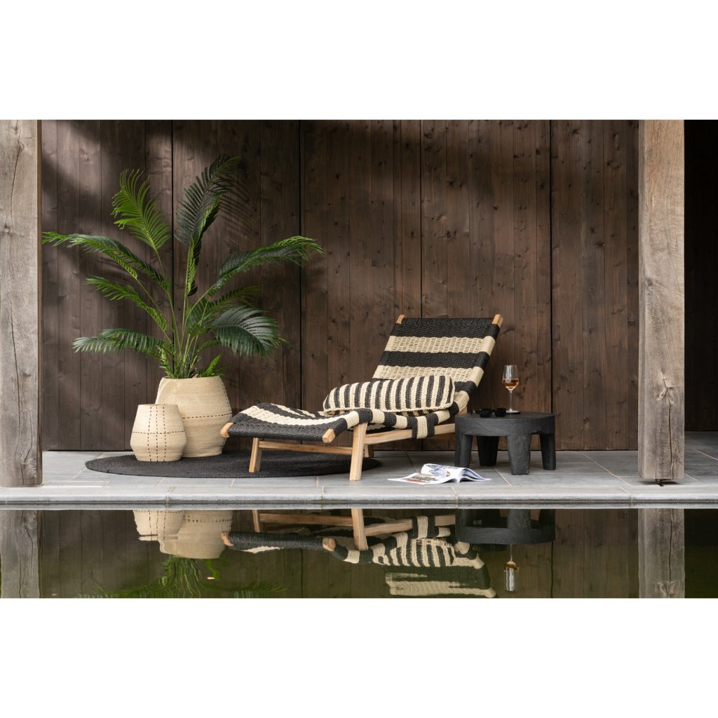 J-Line tafel Rond Teak - hout - zwart