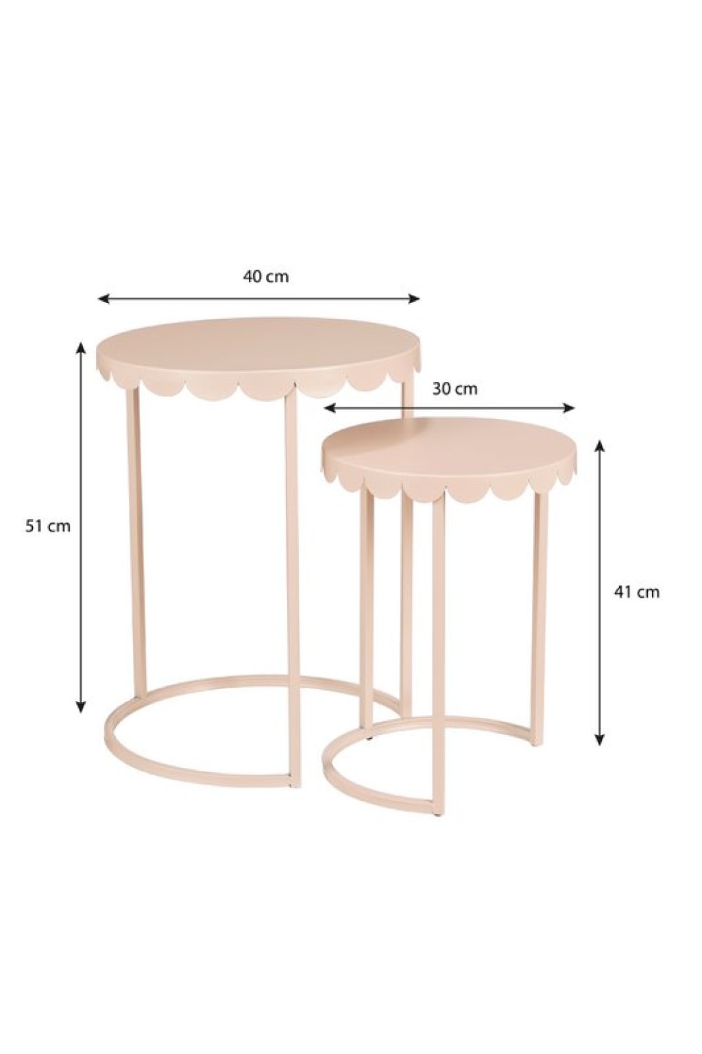 Lara side table - Set of 2 - H51 x Ø40 cm - Metal - Light pink