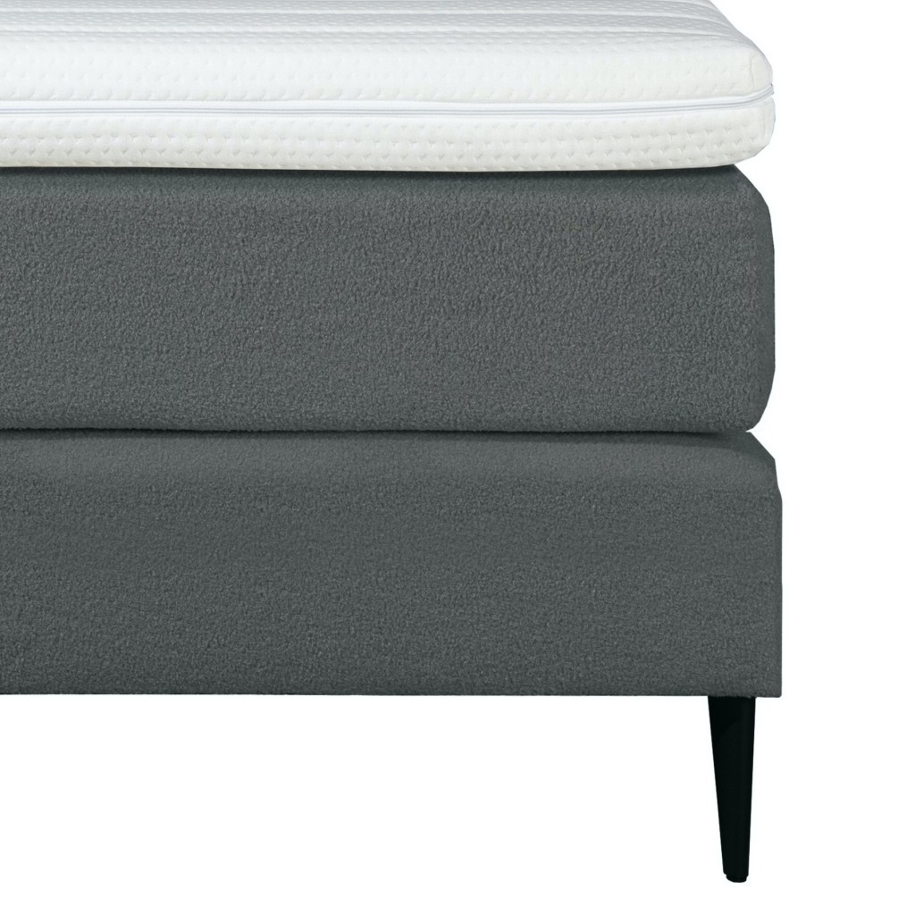 Mörgenn Bouclé Eenpersoons Boxspring Antraciet 90x200