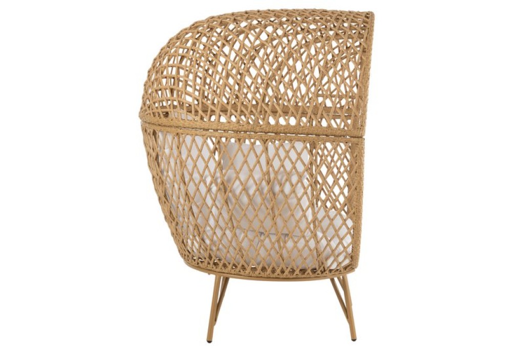 J-Line Lounge Chair+Cushions Eva Metal/Reed Beige