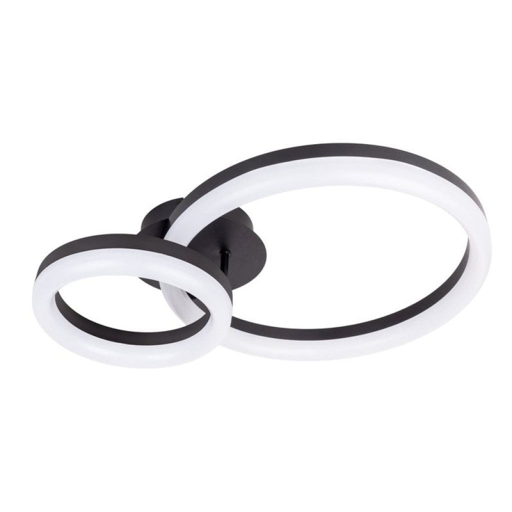 LED CCT ceiling light "Circulo" made of black metal and sand-colored plastic 53 cm long