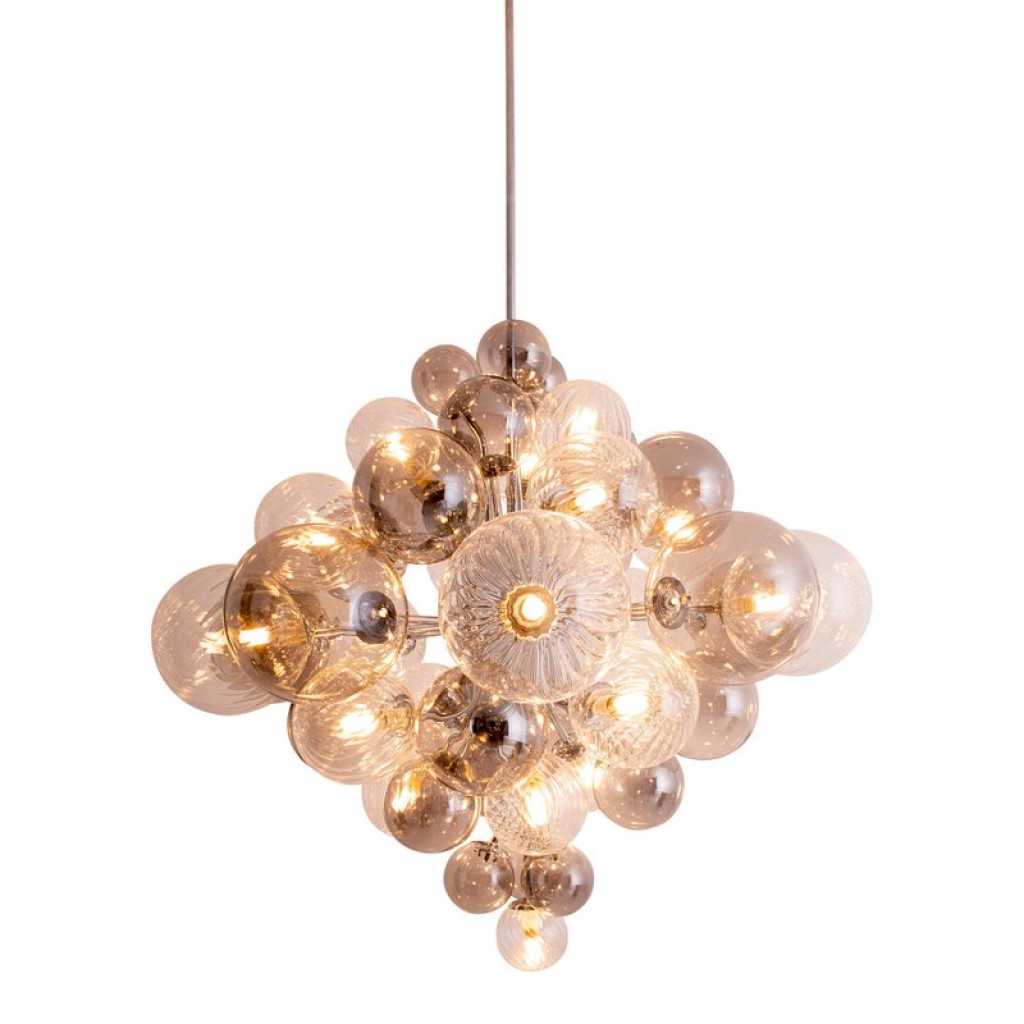 Pendelleuchte "SPHERE" Ø 75cm, au s Metall und Glas mit verschiedenen Strukturen, Beleuchtung für Wohnzimmer, Esszimmer oder Büro.