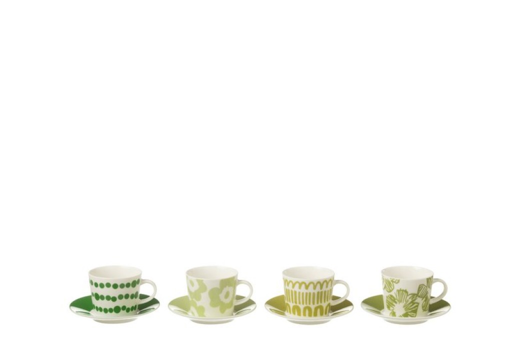 J-Line bag + saucer Box - ceramic - green - S - box of 4 pieces