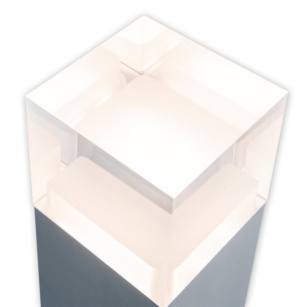 LED outer socket light "Leah" made of metal and plastic in steel-blank, integrated LED, path lights