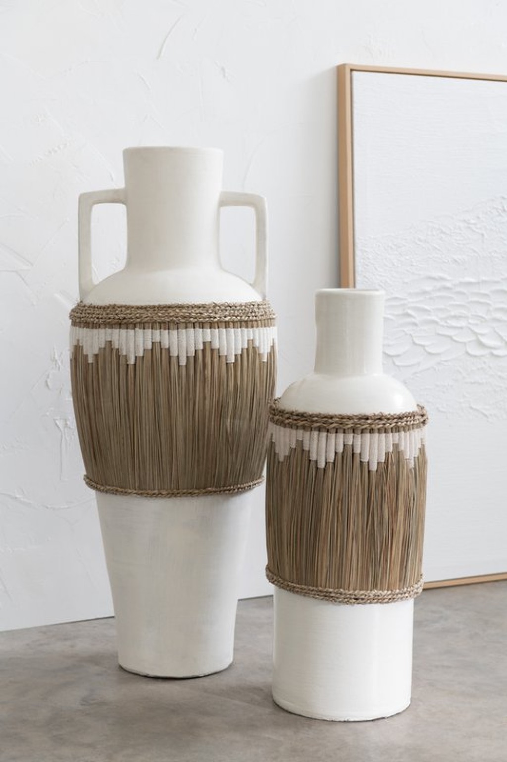 J-Line Vase+Handles Motif Terracotta/Grass White/Natural