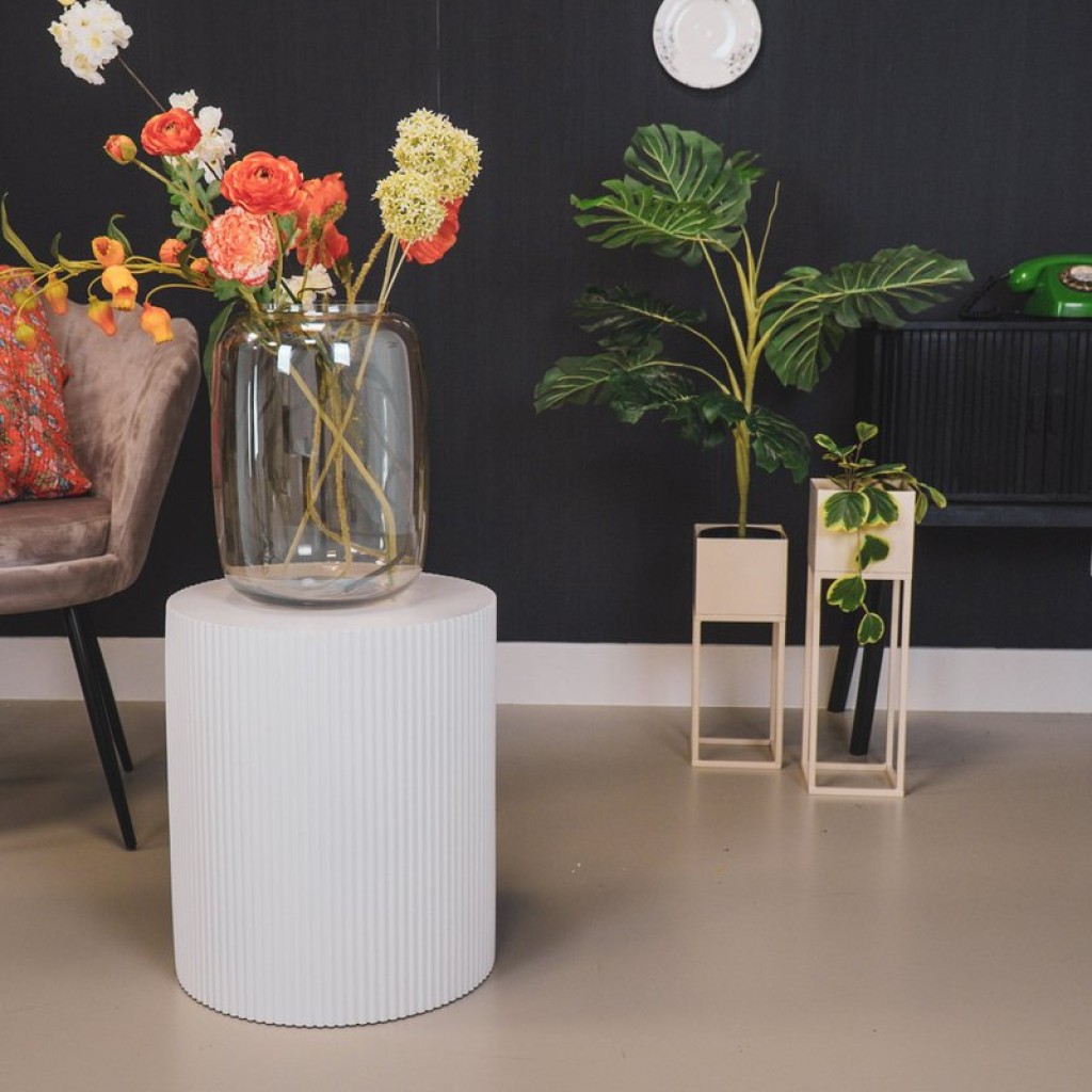 Side Table - Cylinder- MDF - White - 39x45cm