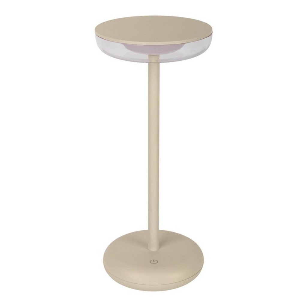 Cordless tablet light "Pasi" for outside and inside, made of metal and plastic in beige, dimmable, with touch and memory function, approx. 26 cm high