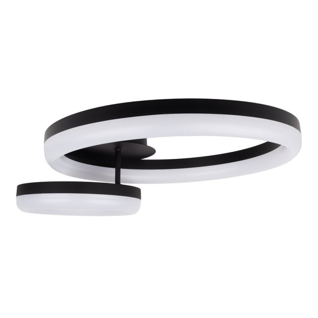 LED CCT ceiling light "Circulo" made of black metal and sand-colored plastic 53 cm long