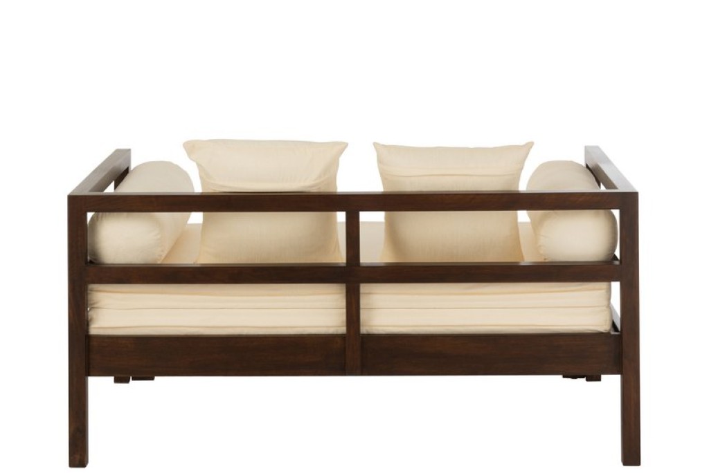 J-Line Conie sofa bed - mattress + 4 pillows - wood - dark brown