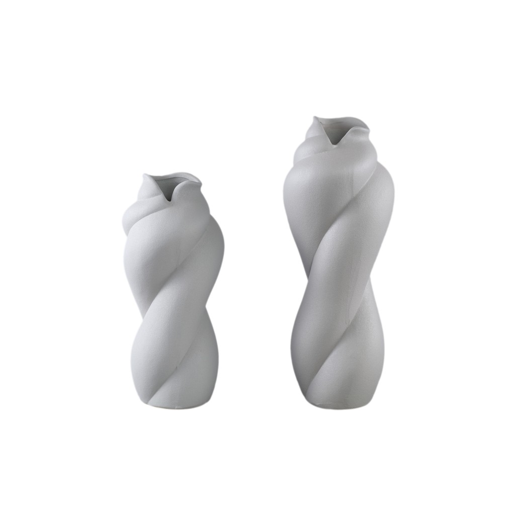 Donnella Taupe Ceramic Matt Glazed Thick SwirlpotL