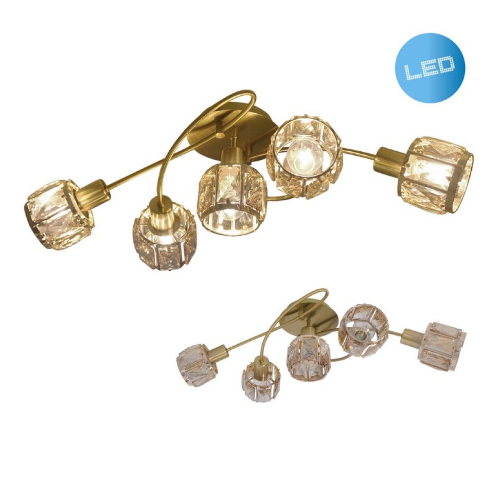 5-LED ceiling lamp "Josefa", metal ceiling lamp in gold, with E14 socket, for dining room, living room, hall or office, lamp for living room, dining room, hall or hall, 61 x 36 x 21 cm