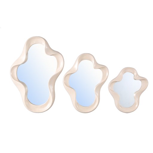 Hannah Cream Poly Organic Shaped Mirror Shiny L