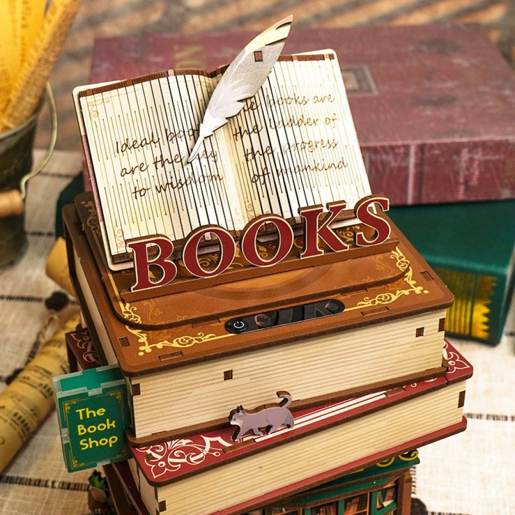 Tonecheer, DIY 3D Houten Puzzel, Desk Bin, Time Bookstore, TQ187,15x14x24cm