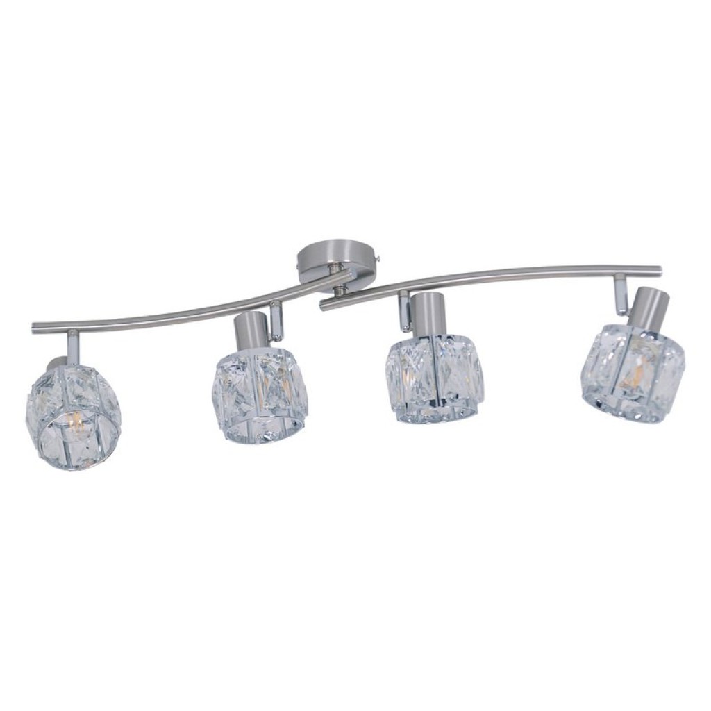 4-LED spot "Josefa" with E14 version Filament, metal ceiling lamp and glass in stainless steel look, with E14 version Filament Lamps Included, lamp for living room, dining room, hallway or hallway 70 x 8 cm