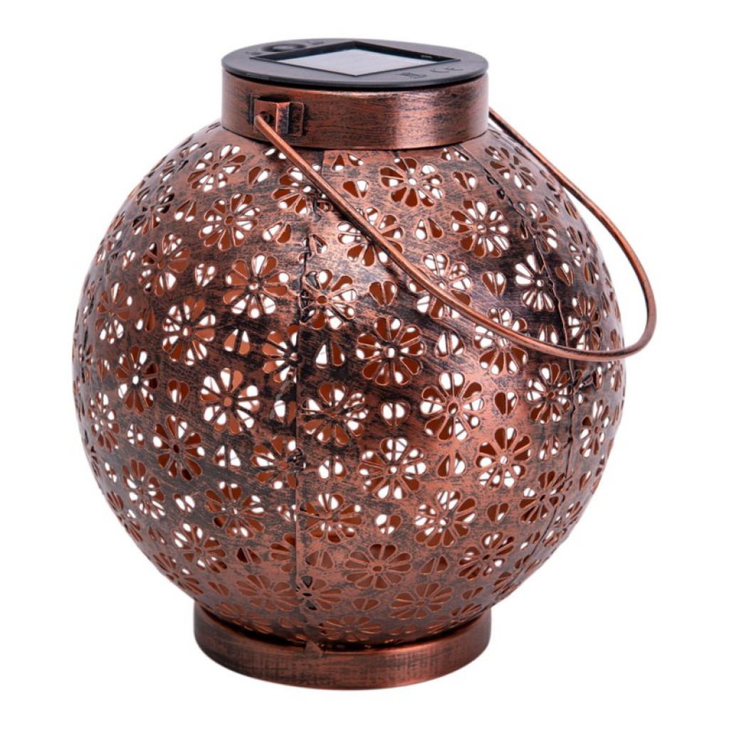 2 Set LED decoration solar light Ø 18 cm outside decoration made of metal in bronze with integrated LEDs