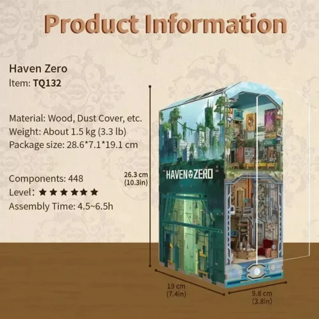 Tonecheer, DIY Book Nook, Haven Zero Bookend, TQ132, 26,3x19x10cm